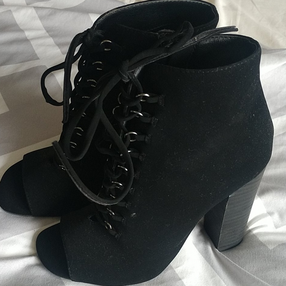 Black lace up booties